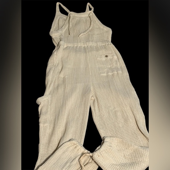 Free People FP Beach Textured Ivory Cream Jumpsuit Size medium - Picture 5 of 5